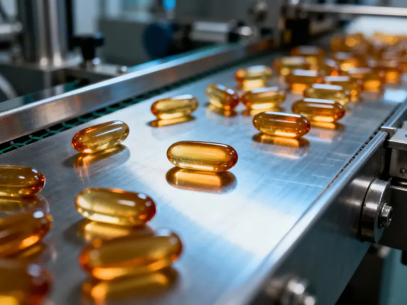 Amber softgel capsules in manufacturing quality inspection