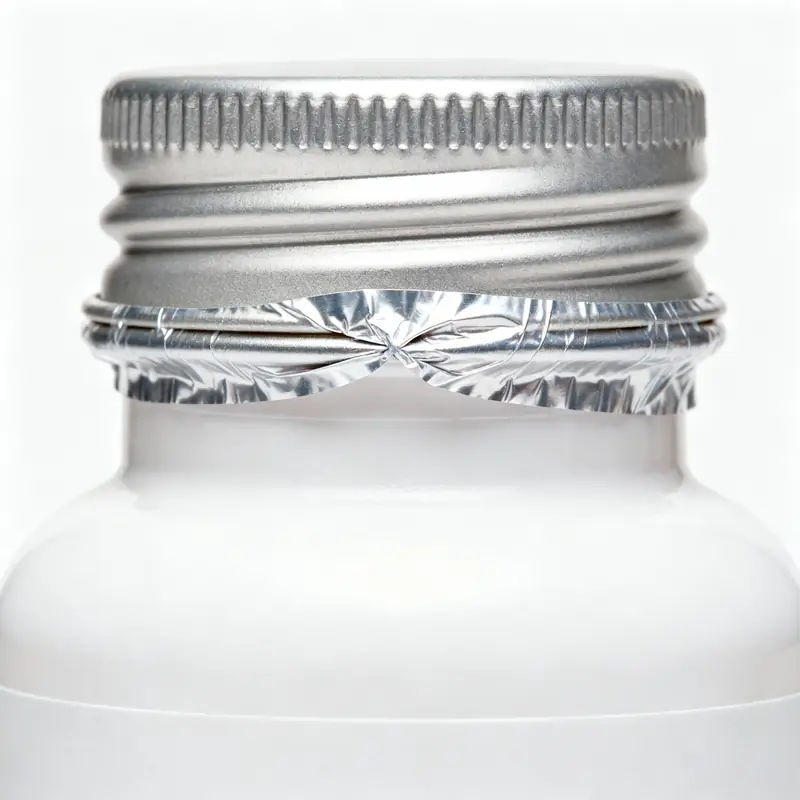 Intact tamper-evident seal on supplement bottle cap