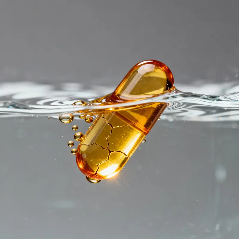 Softgel capsule dissolving and releasing oil-based nutrients for absorption