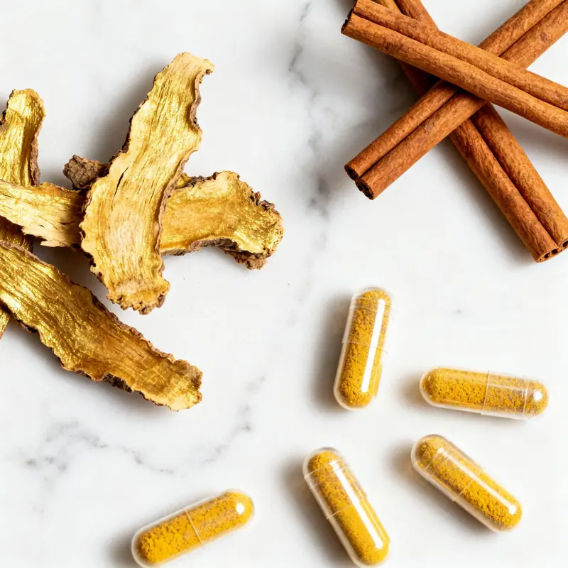 Natural metabolic support ingredients including berberine root and Ceylon cinnamon