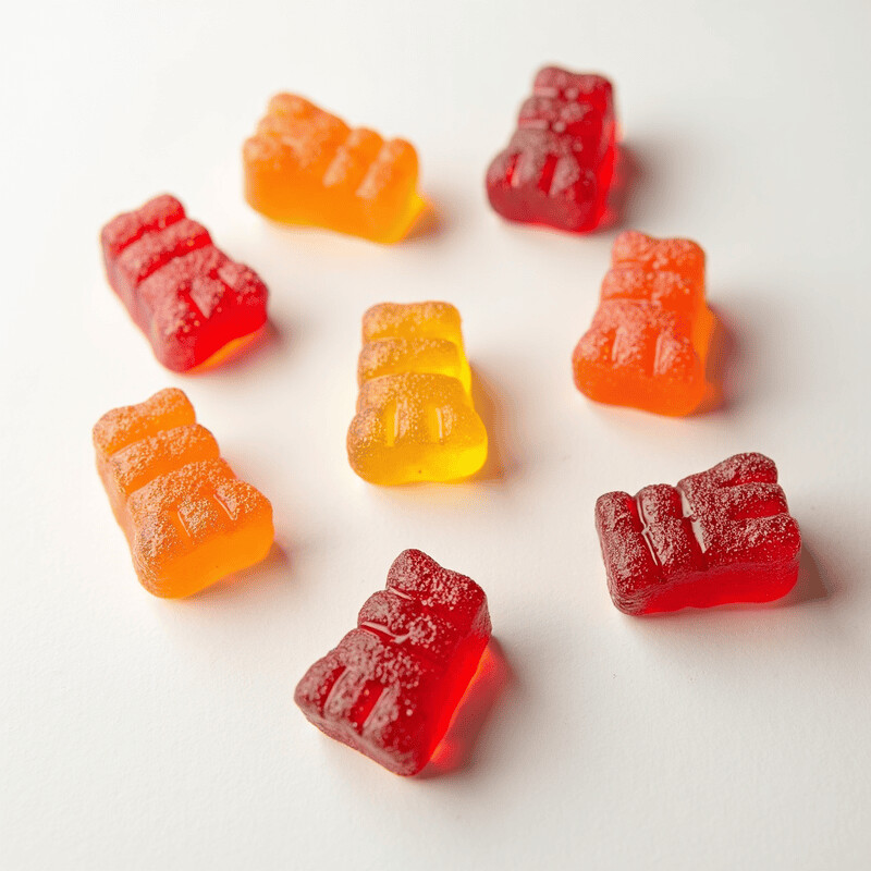 Colorful gummy vitamin supplements
