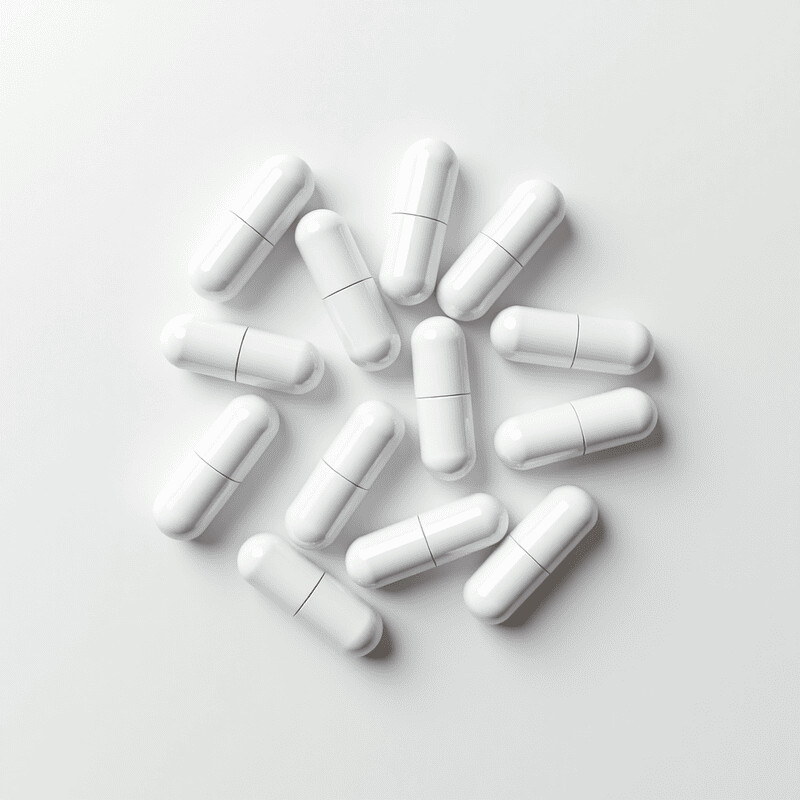White supplement capsules