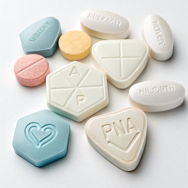 Custom shaped tablets with embossing